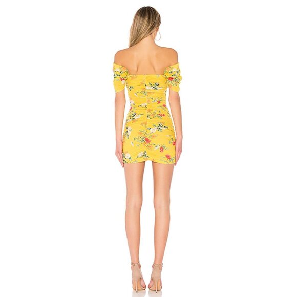 NEW Lovers + Friends Joss Dress Spring Bloom Floral Print Yellow Off Shoulder S - Picture 2 of 8